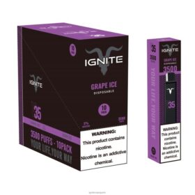 IGNITE V35 stylo vape, paquet de 10 glace aux raisins B0J82122 | IGNITE France
